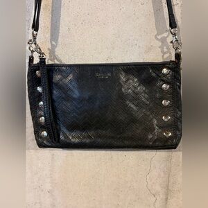 Hammitt Genuine Italian Soft Leather Black Crossbody Bag with Silver Accents